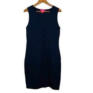 Catherine Malandrano Navy Knit Dress Short Sleeve Stretch - M